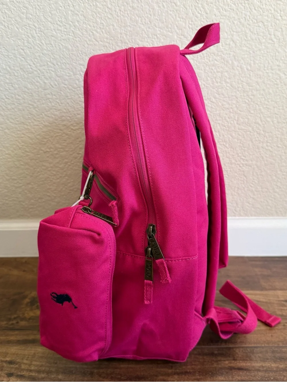 Polo Ralph Lauren Big Pony Nylon Backpack, 18” x 15” with Small Pouch